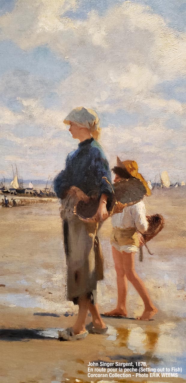 Two figures detail from John Singer Sargent oil painting 1878 - Setting out to Fish - en route pour la peche - Corcoran Collection at NGA Two figures detail from John Singer Sargent oil painting 1878 - Setting out to Fish - en route pour la peche - Corcoran Collection at NGA