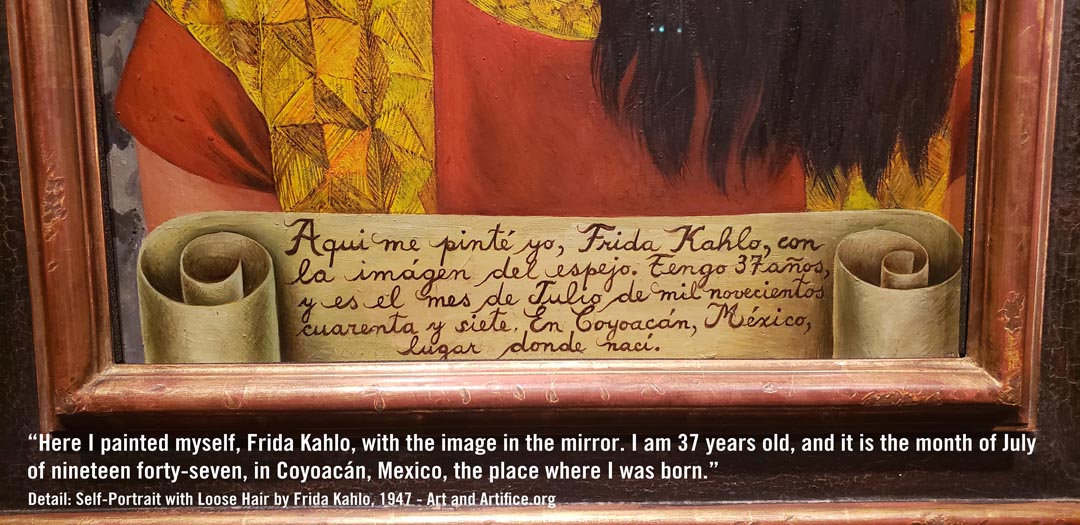 Detail of the banner scroll on the Frida Kahlo painting - I am 37 years old she states Detail of the banner scroll on the Frida Kahlo painting - I am 37 years old she states